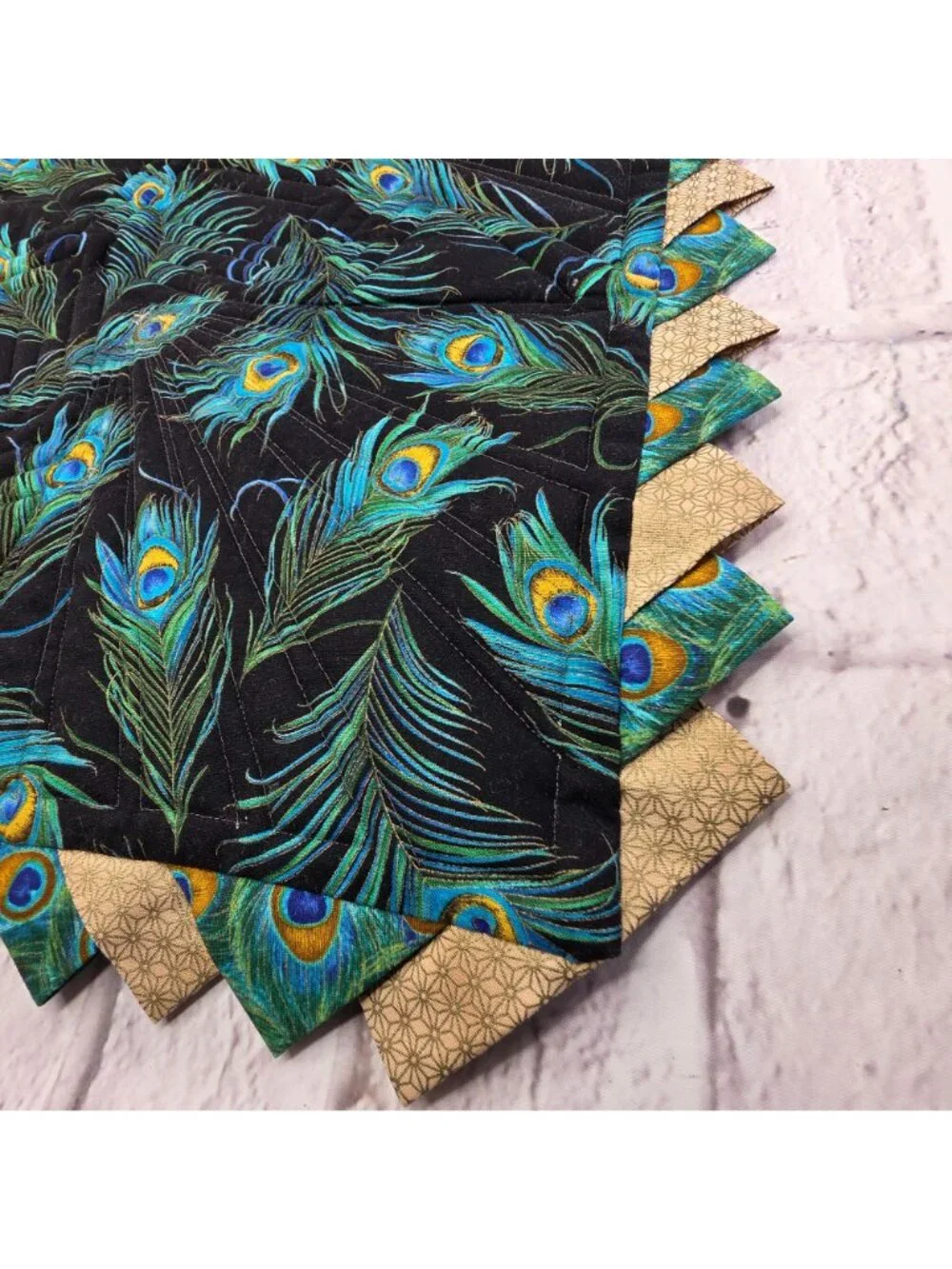 Quilted Wall Hanging Peacock Themed Rhinestone Accents 2nd Place Award Winning 2